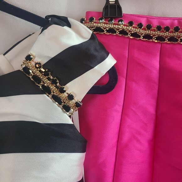 New MAC DUGGAL 30117 Black White Fuchsia After 5 2-Piece Dress Women's (6) $218 - Picture 6 of 13